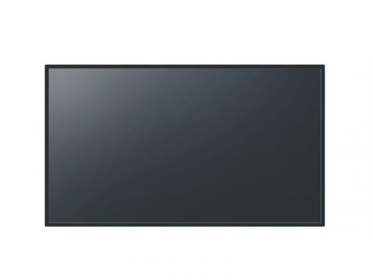 Large flat-screen TV with a sleek black frame, turned off and showing a reflective dark screen, displayed against a plain white background. Perfect modern television or monitor for home entertainment or office use.