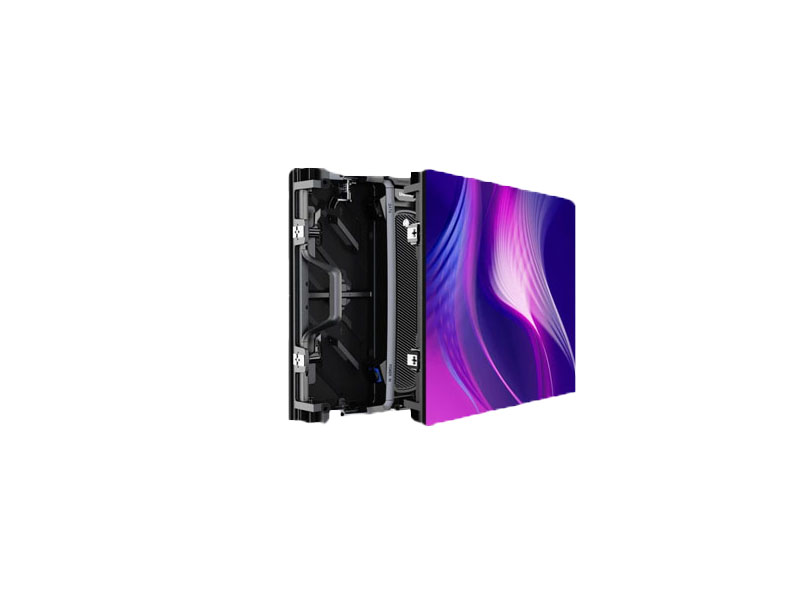 Unilumin URMIII 2.6 MK2 Pro slim rectangular LED wall module (2.6mm) shown partly opened on a plain white background; one side reveals detailed internal electronic components, while the front displays a bright purple and pink abstract graphic.