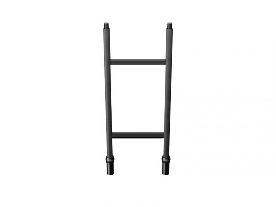 Unilumin Stacking - URMIII 2.6 MK2 Pro black metal ladder, designed for the stacking frame rental system, with two vertical side rails and two horizontal rungs, standing upright on a plain white background.