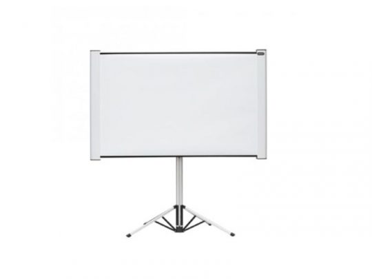 Celexon Dual Format Tripod Projection Screen displayed on a sturdy tripod stand against a plain white background. The screen is blank and ideal for clear, professional presentations. Available new for purchase.
