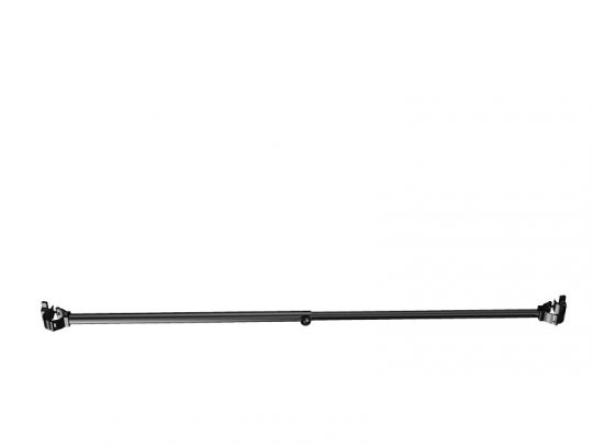Black Unilumin Stacking URMIII 2.6 MK2 Pro frame crossbar (rental) with mounting brackets at both ends, shown on a white background; ideal for secure installation between two surfaces, commonly used for curtains or shower enclosures.