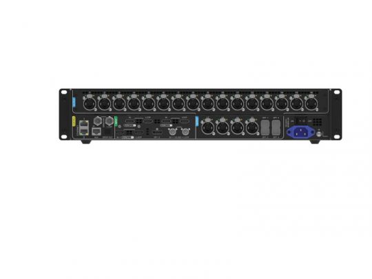 LED-Controller NovaStar MX40 Pro (Neuware) - black rackmount unit with multiple input and output ports including XLR, TRS, USB, MIDI, and Ethernet, shown on a white background.