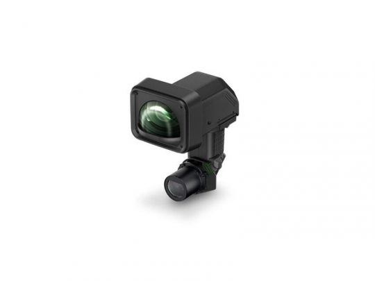 Black digital camera accessory—Import placeholder for 78323—featuring a large rectangular lens hood fitted onto a slimmer cylindrical lens, displayed against a plain white background. This product helps reduce glare and protects the camera lens.