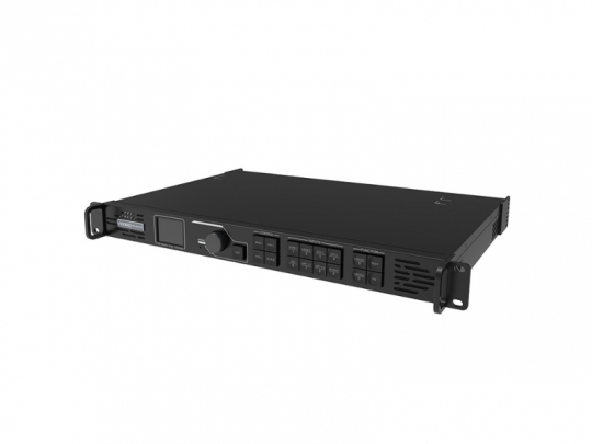 NovaStar VX1000 LED-Controller (Neuware) - Frontansicht auf weißem Hintergrund, mit mehreren Tasten, Drehknopf, Display und Lüftungsschlitzen; das Gerät ist erhältlich zum Kaufen oder Mieten.