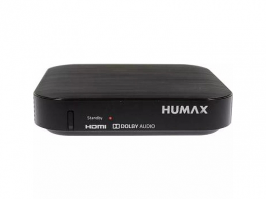 Humax Kabel HD Nano Kabel Receiver (gebraucht) in Schwarz, mit Anzeigeleuchten sowie HDMI- und Dolby Audio-Logos auf der Front - kompakter DVB-C Receiver zum HD-Fernsehen, ideal für den digitalen TV-Empfang kaufen.